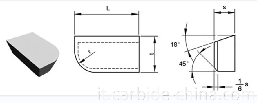 drawing of brazed tips type A